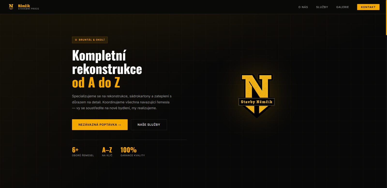 Stavby Němčík — screenshot webu